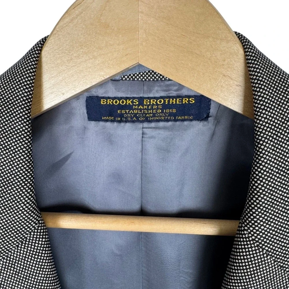 Brooks Brothers Sport Coat Mens 42L Black Wool Textured Two Button Blazer Jacket
